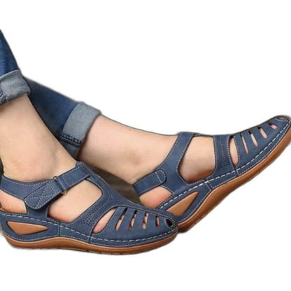 Comfortable Blue Sandals for Women with Cutout Closed Toe Casual Style