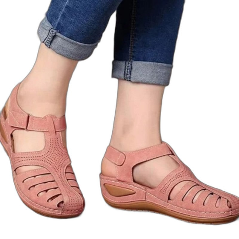 Comfortable Blue Sandals for Women with Cutout Closed Toe Casual Style