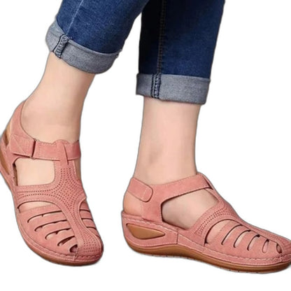Comfortable Blue Sandals for Women with Cutout Closed Toe Casual Style
