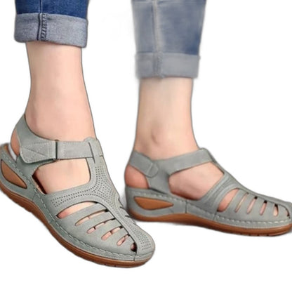 Comfortable Blue Sandals for Women with Cutout Closed Toe Casual Style