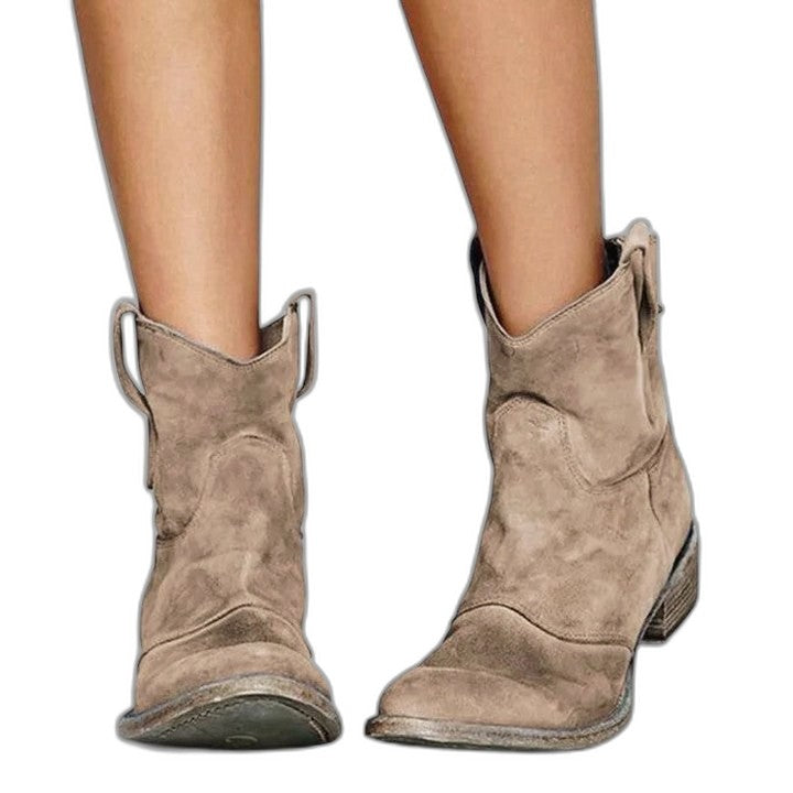 Comfortable Blue Suede Ankle Boots for Women with Block Heel Closed Toe Casual Style