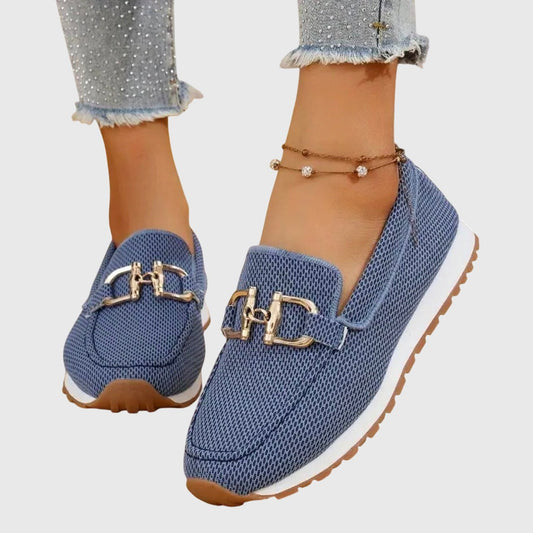Comfortable Blue Suede Loafers for Women with Closed Toe Casual Style