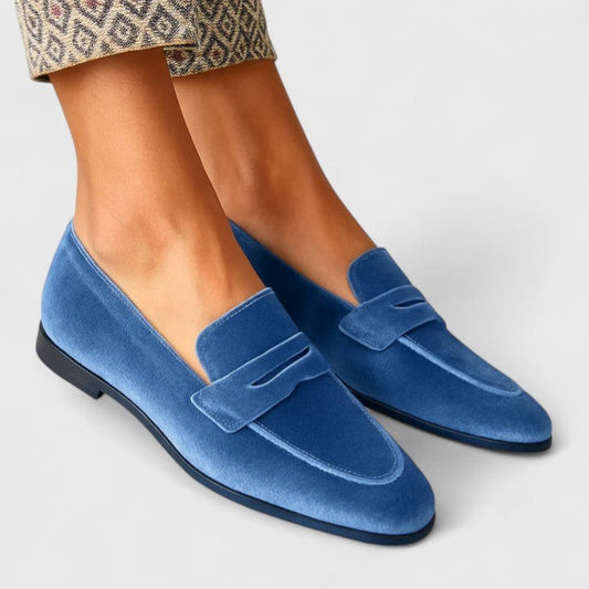 Comfortable Blue Suede Loafers for Women with Closed Toe Casual Style