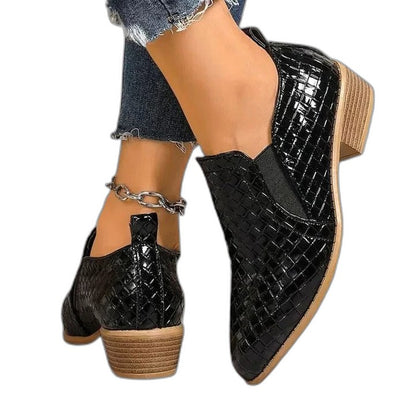 Comfortable Brown Leather Ankle Boots for Women with Block Heel Closed Toe Casual Style