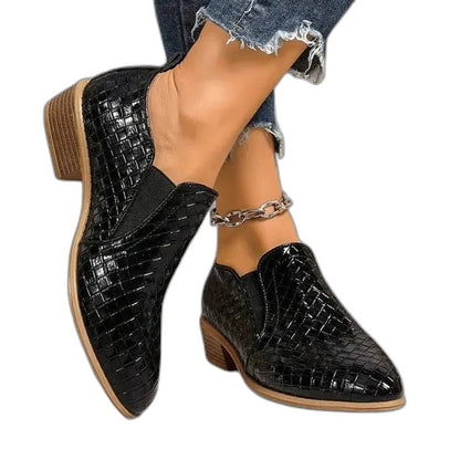 Comfortable Brown Leather Ankle Boots for Women with Block Heel Closed Toe Casual Style