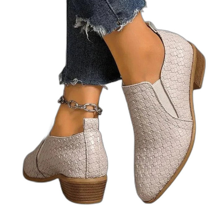 Comfortable Brown Leather Ankle Boots for Women with Block Heel Closed Toe Casual Style