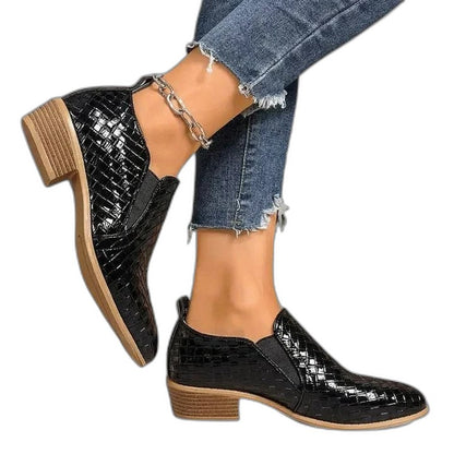 Comfortable Brown Leather Ankle Boots for Women with Block Heel Closed Toe Casual Style