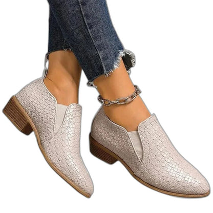 Comfortable Brown Leather Ankle Boots for Women with Block Heel Closed Toe Casual Style