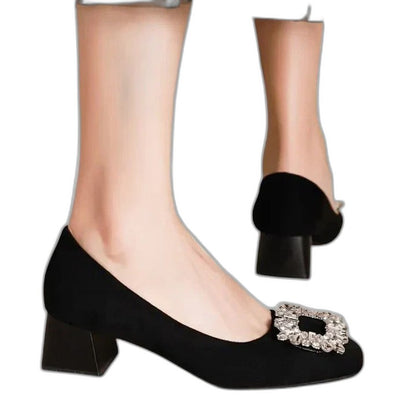 Comfortable Brown Leather Flats for Women with Pointed Toe Buckle Casual Style