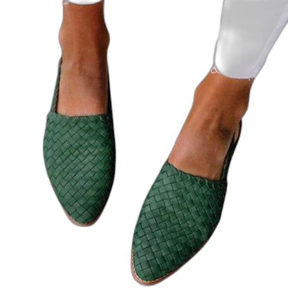 Comfortable Brown Leather Flats for Women with Slingback Pointed Toe Casual Style