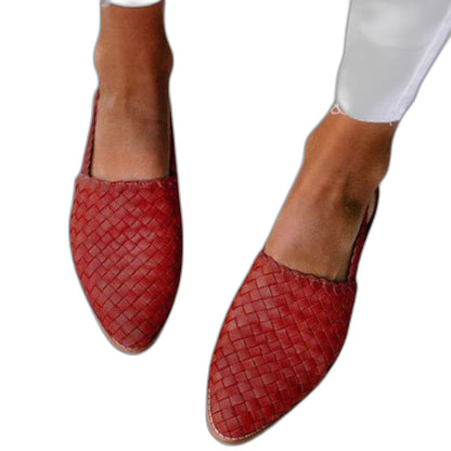 Comfortable Brown Leather Flats for Women with Slingback Pointed Toe Casual Style