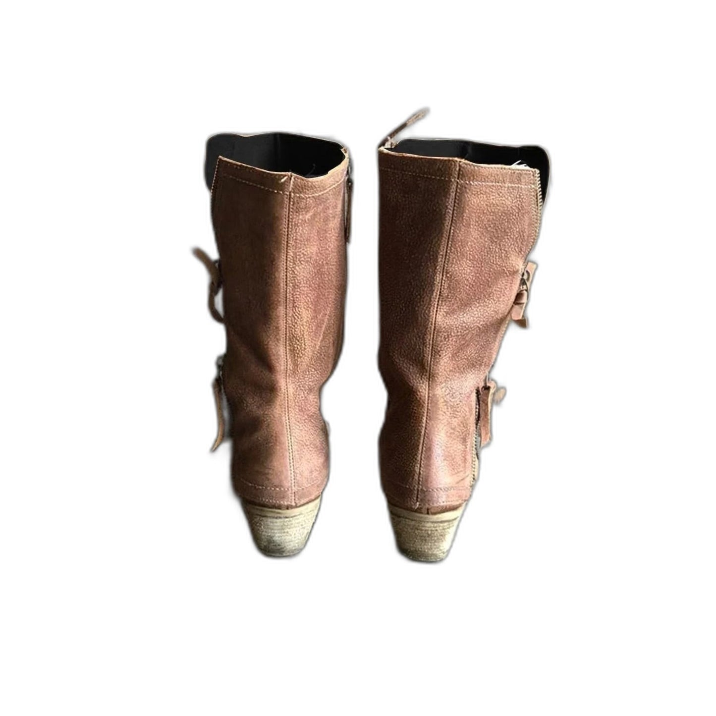 Comfortable Brown Leather Knee High Boots for Women with Block Heel Closed Toe Casual Style