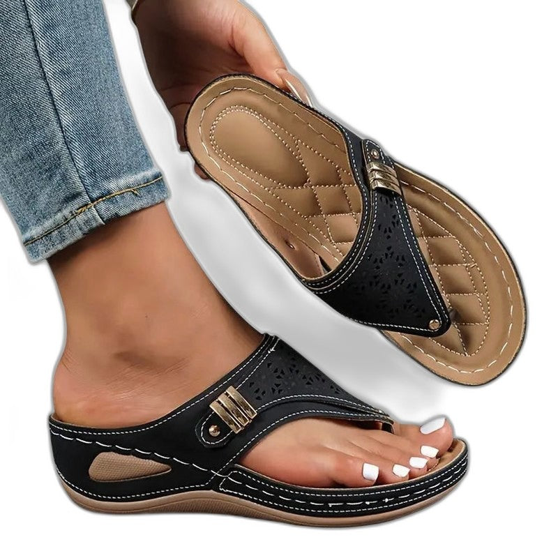 Comfortable Brown Leather Mules for Women with Cutout Platform Open Toe Casual Style