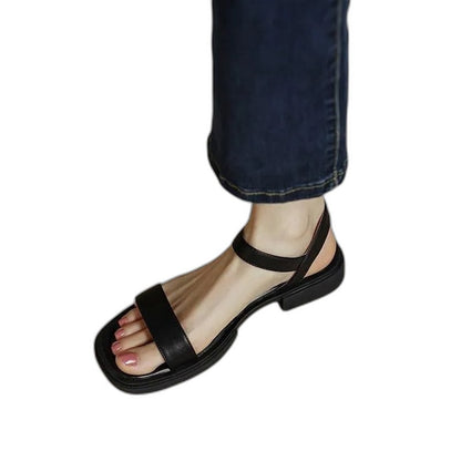 Comfortable Brown Leather Sandals for Women with Ankle Strap Open Toe Casual Style