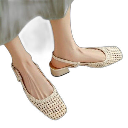 Comfortable Brown Mary Jane Shoes for Women with Block Heel Slingback Pointed Toe Casual Style
