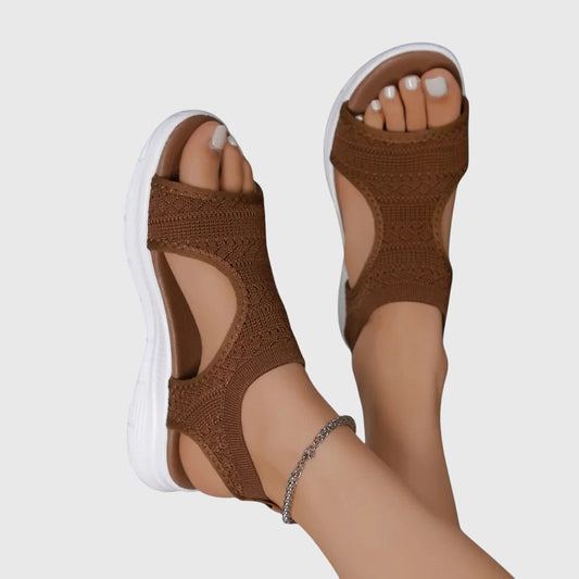 Comfortable Brown Sandals for Women with Platform Ankle Strap Open Toe Casual Style