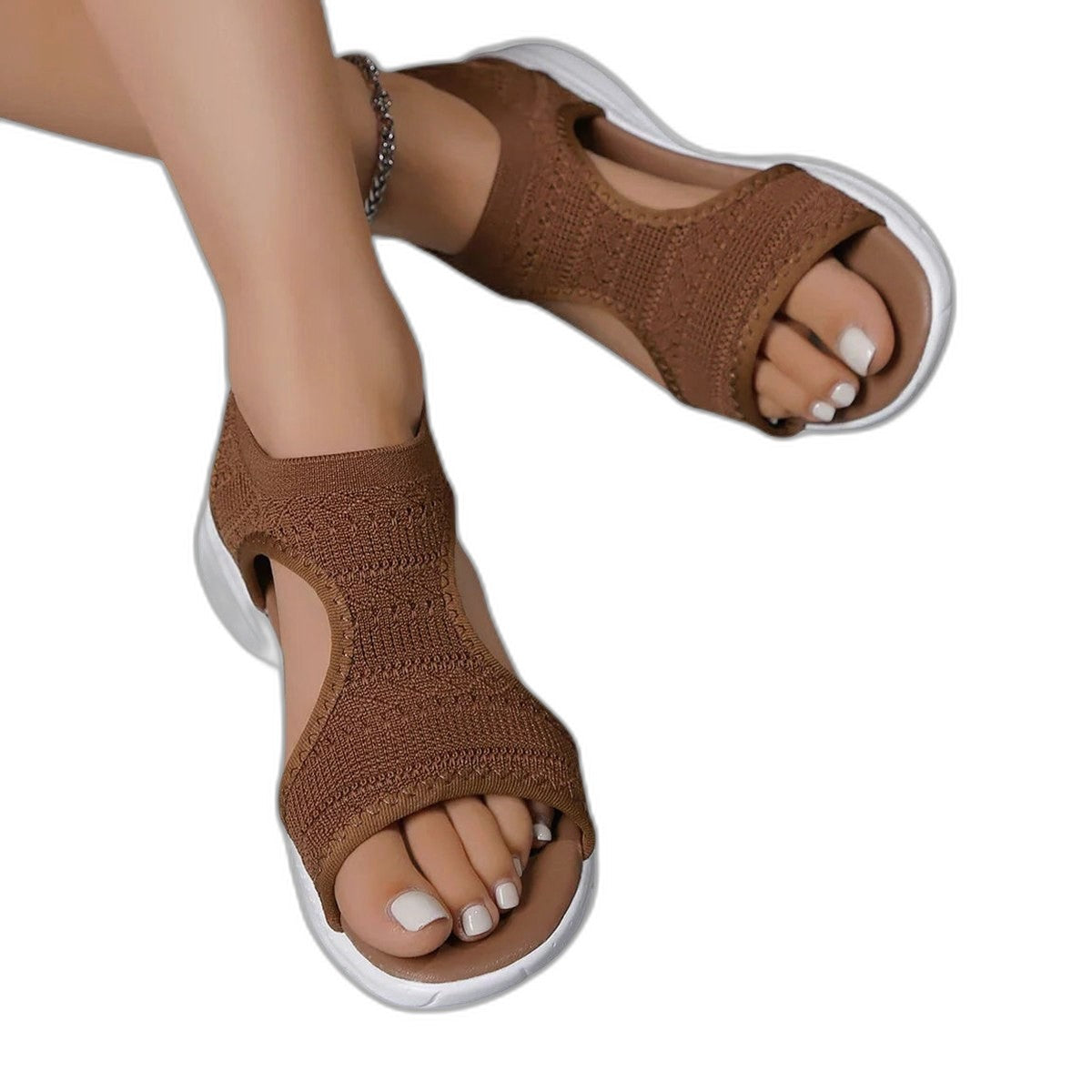 Comfortable Brown Sandals for Women with Platform Ankle Strap Open Toe Casual Style
