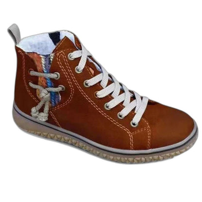 Comfortable Brown Suede Ankle Boots for Women with Closed Toe Lace Up Casual Style