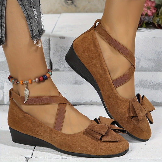 Comfortable Brown Suede Flats for Women with Closed Toe Lace Up Casual Style
