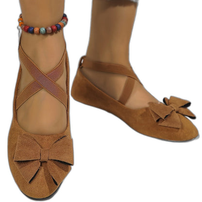 Comfortable Brown Suede Flats for Women with Closed Toe Lace Up Casual Style