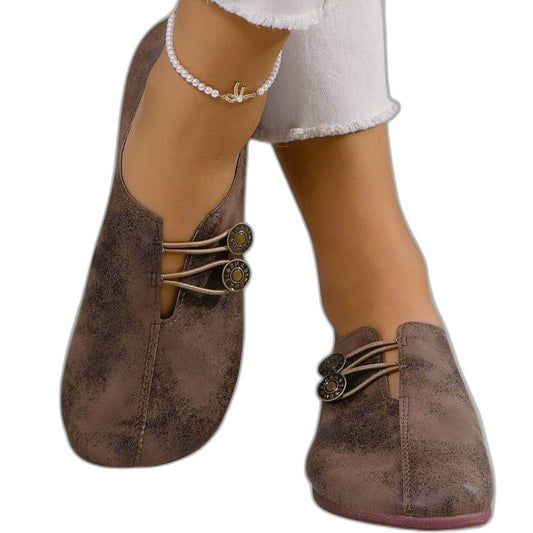 Comfortable Brown Suede Loafers for Women with Closed Toe Lace Up Casual Style