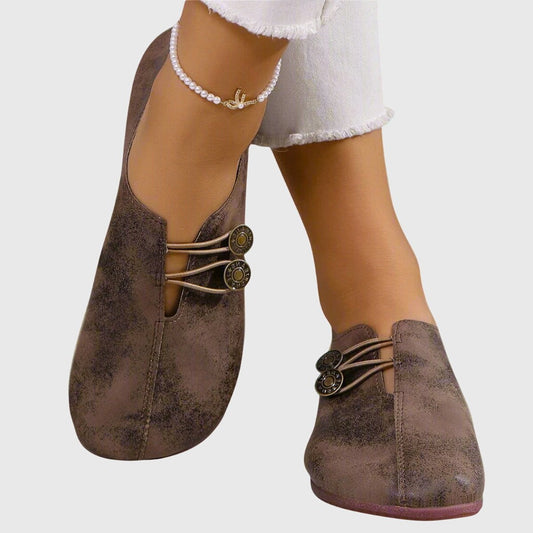 Comfortable Brown Suede Loafers for Women with Closed Toe Lace Up Casual Style