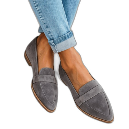 Comfortable Brown Suede Loafers for Women with Pointed Toe Casual Style