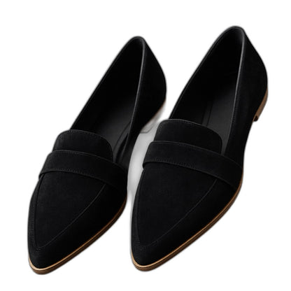 Comfortable Brown Suede Loafers for Women with Pointed Toe Casual Style