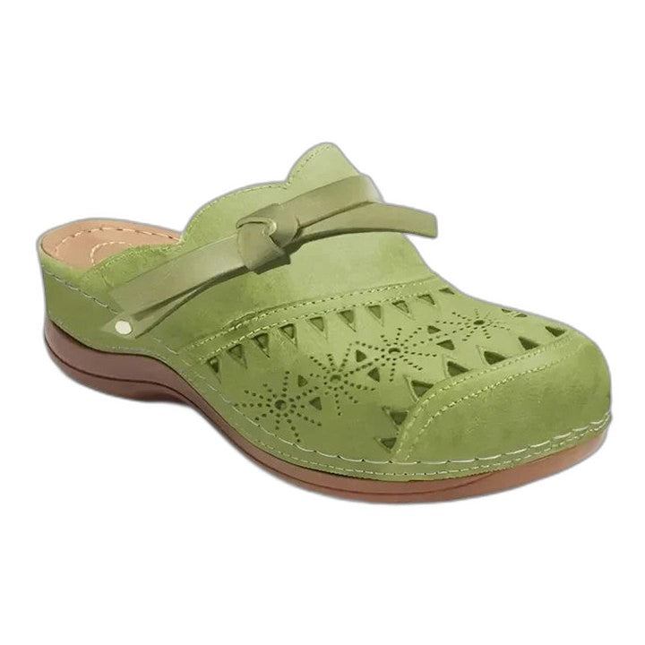 Comfortable Brown Suede Mules for Women with Cutout Closed Toe Casual Style