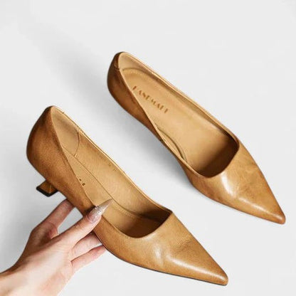 Comfortable Burgundy Heels for Women with Kitten Heel Pointed Toe Party Style
