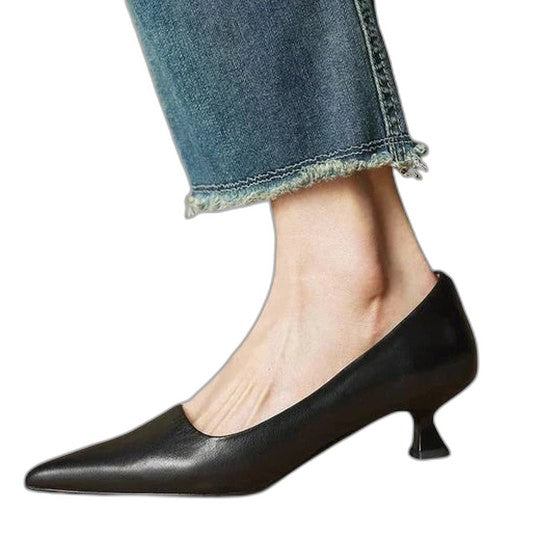 Comfortable Burgundy Heels for Women with Kitten Heel Pointed Toe Party Style