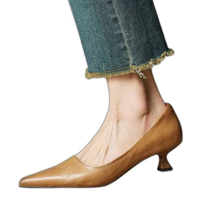 Comfortable Burgundy Heels for Women with Kitten Heel Pointed Toe Party Style