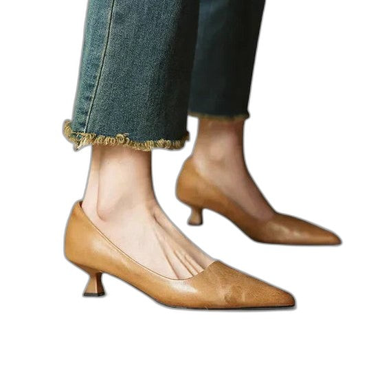 Comfortable Burgundy Heels for Women with Kitten Heel Pointed Toe Party Style