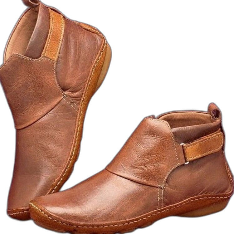 Comfortable Burgundy Leather Ankle Boots for Women with Closed Toe Casual Style