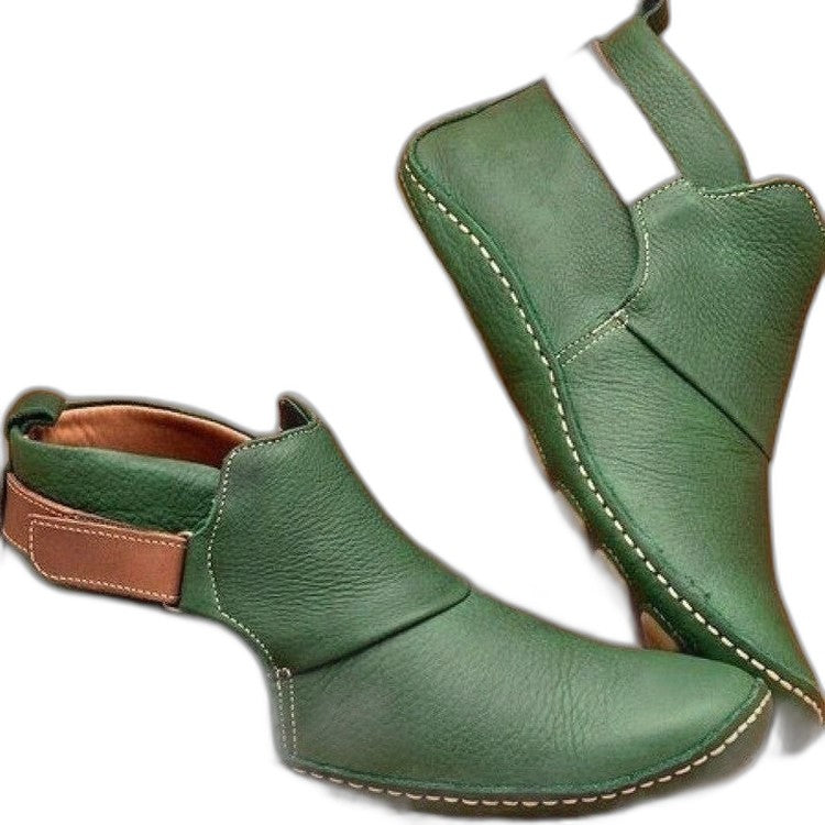 Comfortable Burgundy Leather Ankle Boots for Women with Closed Toe Casual Style
