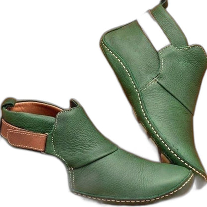 Comfortable Burgundy Leather Ankle Boots for Women with Closed Toe Casual Style