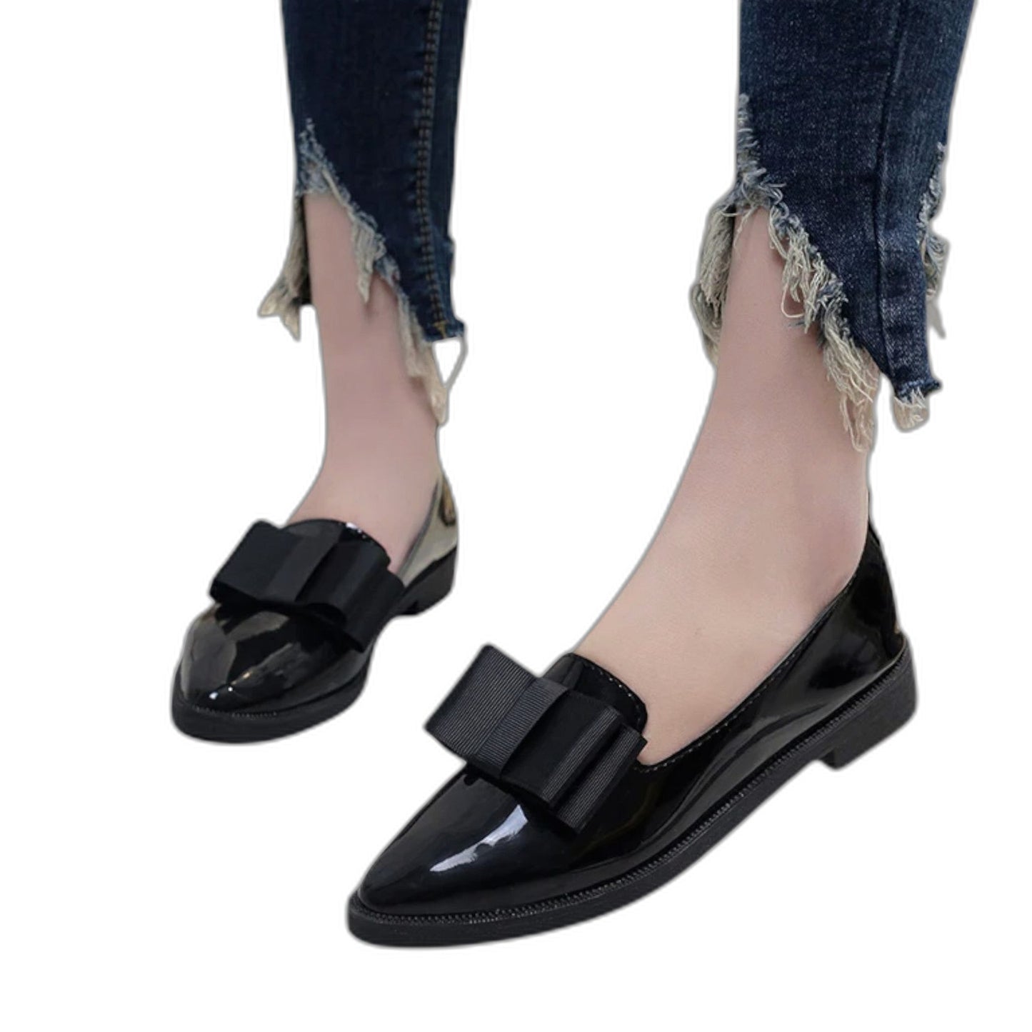 Comfortable Burgundy Leather Loafers for Women with Pointed Toe Buckle Office Style