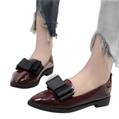 Comfortable Burgundy Leather Loafers for Women with Pointed Toe Buckle Office Style