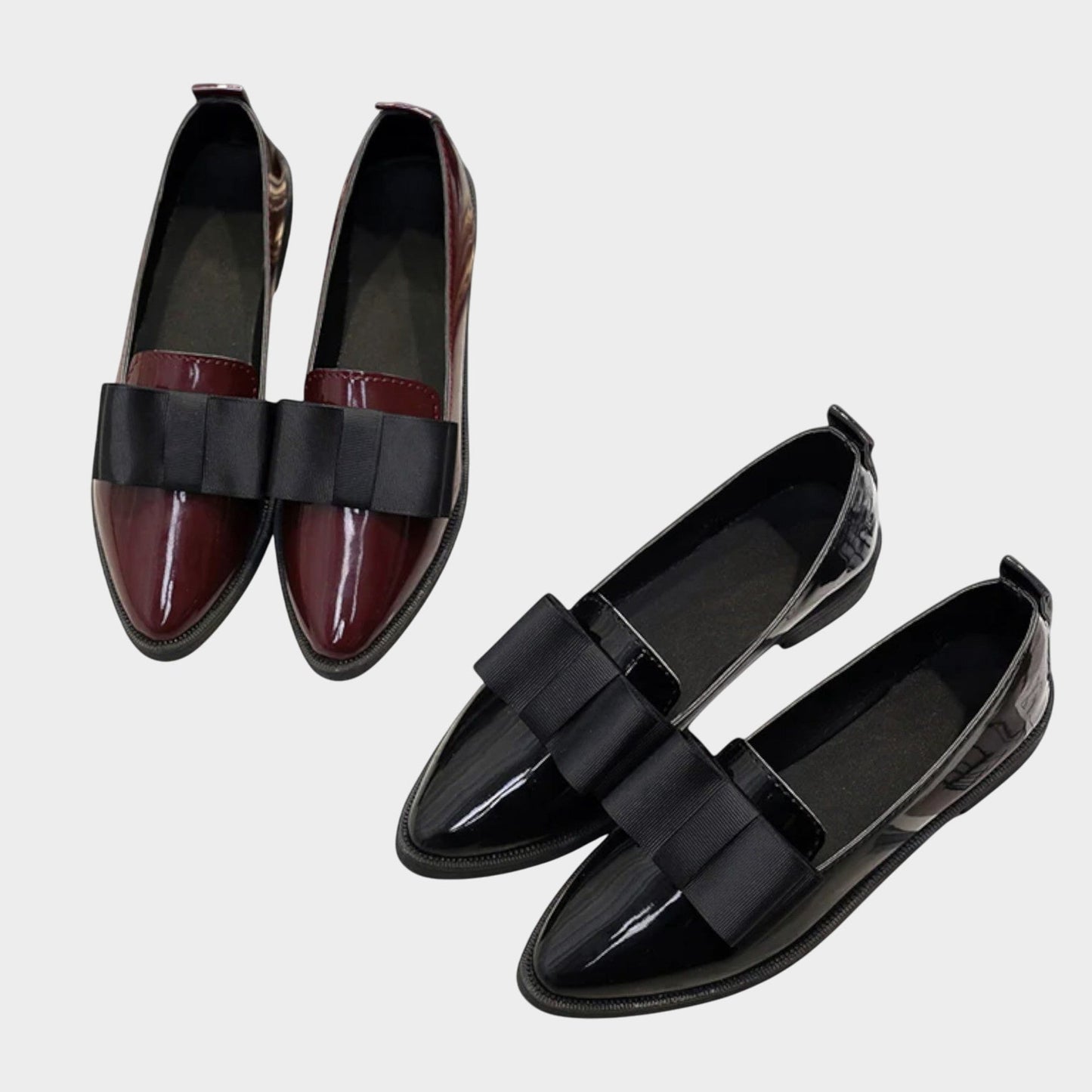 Comfortable Burgundy Leather Loafers for Women with Pointed Toe Buckle Office Style