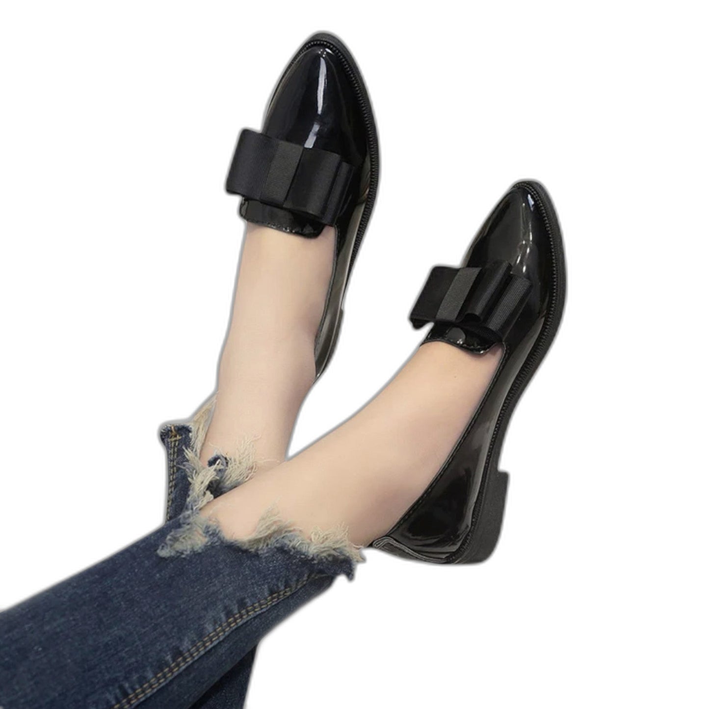 Comfortable Burgundy Leather Loafers for Women with Pointed Toe Buckle Office Style