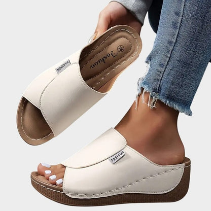 Comfortable Burgundy Mules for Women with Platform Open Toe Casual Style