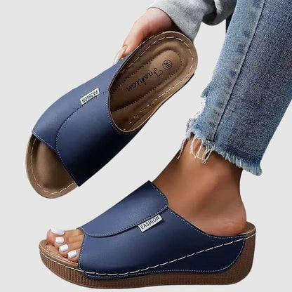 Comfortable Burgundy Mules for Women with Platform Open Toe Casual Style