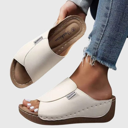 Comfortable Burgundy Mules for Women with Platform Open Toe Casual Style