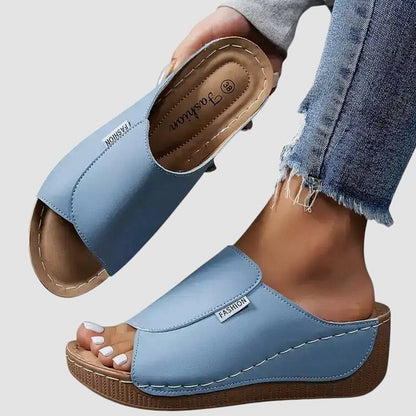 Comfortable Burgundy Mules for Women with Platform Open Toe Casual Style