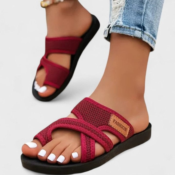 Comfortable Burgundy Sandals for Women with Open Toe Casual Style