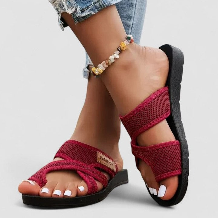 Comfortable Burgundy Sandals for Women with Open Toe Casual Style