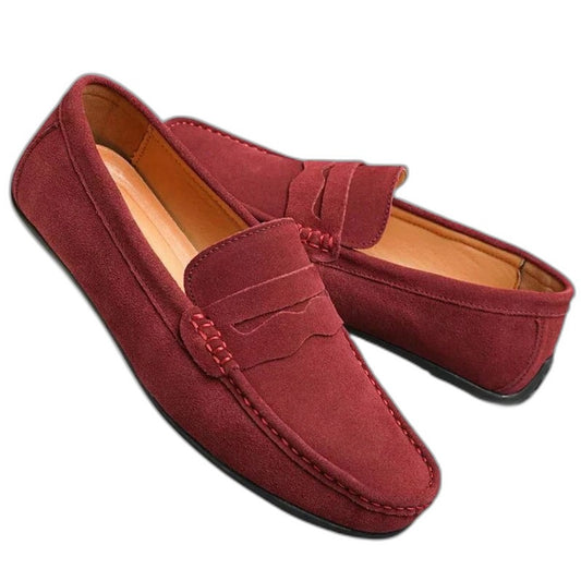 Comfortable Burgundy Suede Loafers for Women with Closed Toe Casual Style