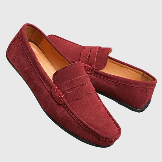 Comfortable Burgundy Suede Loafers for Women with Closed Toe Casual Style