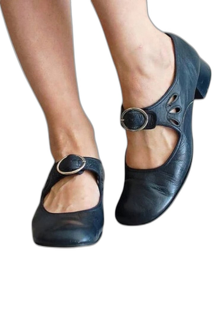 Comfortable Burgundy Velvet Mary Jane Shoes for Women with Block Heel Closed Toe Buckle Casual Style