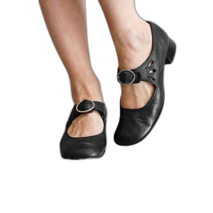 Comfortable Burgundy Velvet Mary Jane Shoes for Women with Block Heel Closed Toe Buckle Casual Style